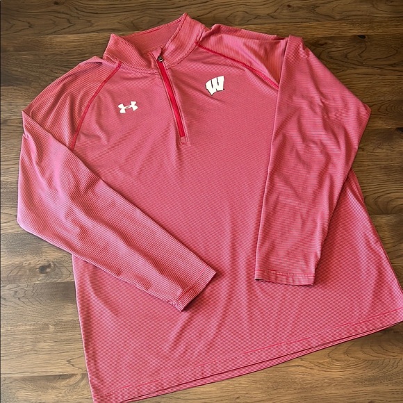 Under Armour Men's Wisconsin Badgers Red Quarter-Zip Pullover - Picture 1 of 8
